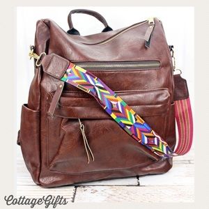 🆕 Mahogany Brown Color Vegan Leather Backpack
